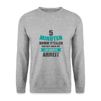5 minutes faire des bêtises éviter le travail - Sweat-shirt Unisexe - gris chiné - Devant - Alina (178cm) & Michal (187cm)