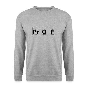 Prof Professor Geschenk Periodensystem - Unisex Pullover - Weißgrau meliert - Vorne - Alina (178cm) & Michal (187cm)