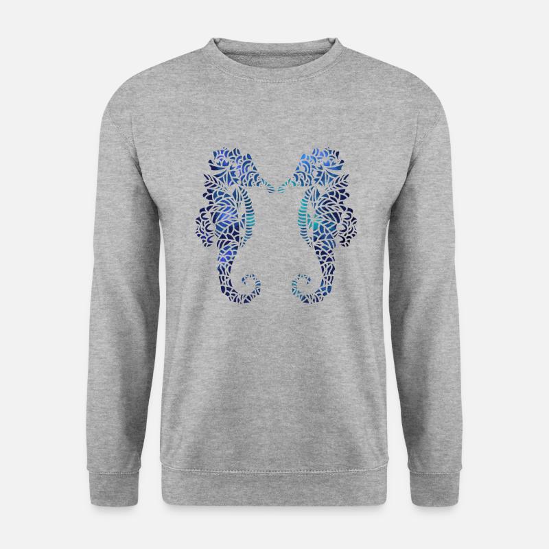 Seepferdchen - Unisex Pullover - Weißgrau meliert