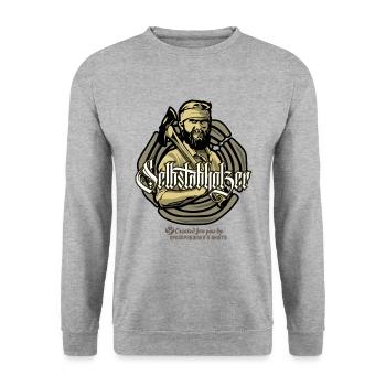 Holzfäller Spruch Selbstabholzer - Unisex Pullover - Weißgrau meliert - Vorne - Alina (178cm) & Michal (187cm)