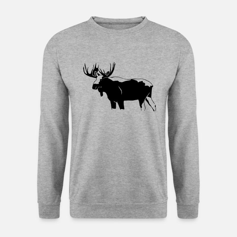 Elch - Moose - Unisex Pullover - Weißgrau meliert