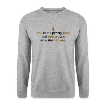 Tu as un joli visage - Sweat-shirt Unisexe - gris chiné - Devant - Alina (178cm) & Michal (187cm)