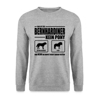 BERNHARDINER kein Pony Wilsigns Hundespruch Hund - Unisex Pullover - Weißgrau meliert - Vorne - Alina (178cm) & Michal (187cm)