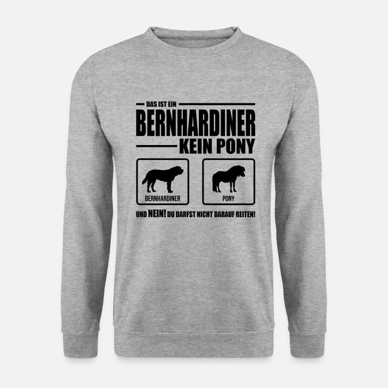 BERNHARDINER kein Pony Wilsigns Hundespruch Hund - Unisex Pullover - Weißgrau meliert