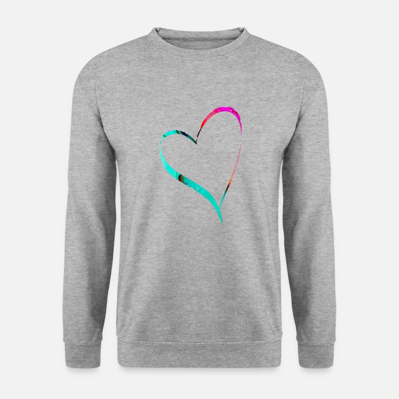 Aquarell Herz - Unisex Pullover - Weißgrau meliert