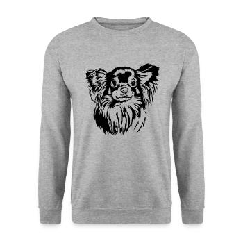 Chihuahua à poil long Chihuahua Portrait Chiens Wilsigns - Sweat-shirt Unisexe - gris chiné - Devant - Alina (178cm) & Michal (187cm)