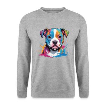 chiot boxer mignon dans une touche de couleur - Sweat-shirt Unisexe - gris chiné - Devant - Alina (178cm) & Michal (187cm)