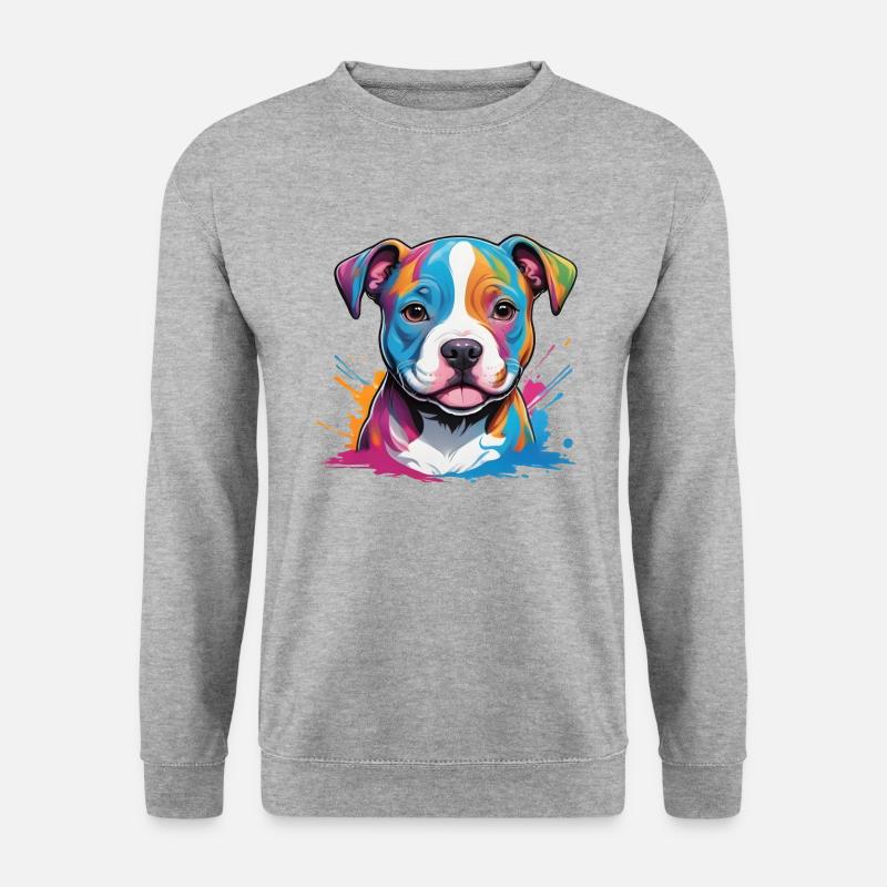 süßer Boxer Welpe im Farbklecks - Unisex Pullover - Weißgrau meliert