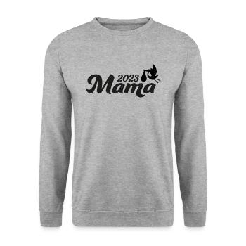 Mama 2023 Storch - Unisex Pullover - Weißgrau meliert - Vorne - Alina (178cm) & Michal (187cm)