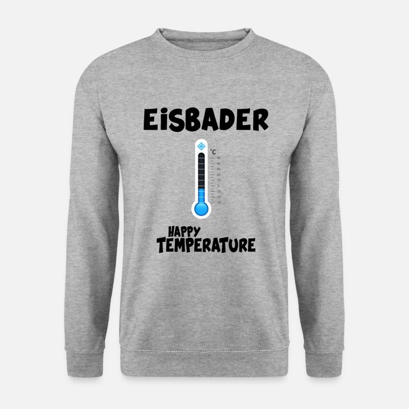 Eisbader Eisbadezeit "Happy Temperature" - Unisex Pullover - Weißgrau meliert