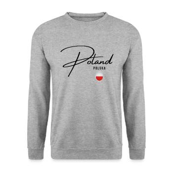 Flagge Polens, Polnischer Stolz - Unisex Pullover - Weißgrau meliert - Vorne - Alina (178cm) & Michal (187cm)