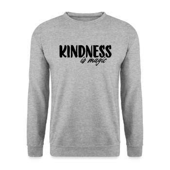Kindness is magic - Unisex Pullover - Weißgrau meliert - Vorne - Alina (178cm) & Michal (187cm)