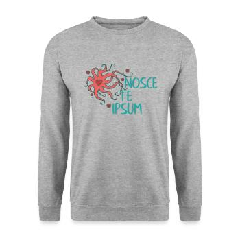 Heart Octopus - Nosce Te Ipsum - Latin 1 - Unisex Sweatshirt - salt & pepper - Front - Alina (178cm) & Michal (187cm)