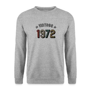 1972 Vintage Retro Jahrgang Geburtsjahr Geburtstag - Unisex Pullover - Weißgrau meliert - Vorne - Alina (178cm) & Michal (187cm)