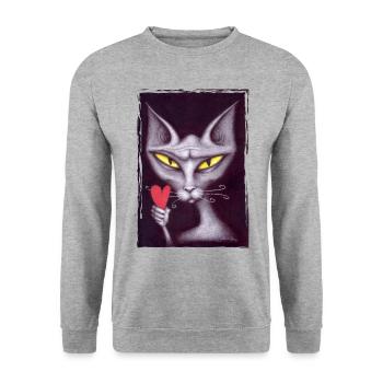 Cat draws a card - Unisex Sweatshirt - salt & pepper - Front - Alina (178cm) & Michal (187cm)