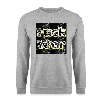 Fuck War - Gegen Krieg - Abbildung - Unisex Pullover - Weißgrau meliert - Vorne - Alina (178cm) & Michal (187cm)