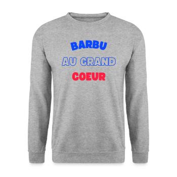 BARBU AU GRAND COEUR - Sweat-shirt Unisexe - gris chiné - Devant - Alina (178cm) & Michal (187cm)