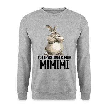 Hase Kaninchen Ich höre immer nur Mimimi - Unisex Pullover - Weißgrau meliert - Vorne - Alina (178cm) & Michal (187cm)