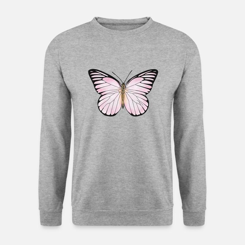 Schmetterling, rosa - Unisex Pullover - Weißgrau meliert