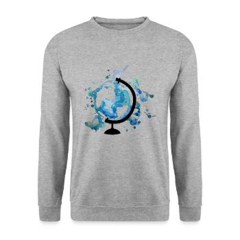 Globe of watercolors - The world is colorful - Unisex Sweatshirt - salt & pepper - Front - Alina (178cm) & Michal (187cm)