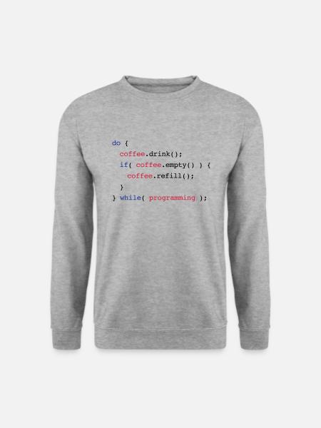 Code Coffee Refill Programming - Unisex Pullover - Weißgrau meliert