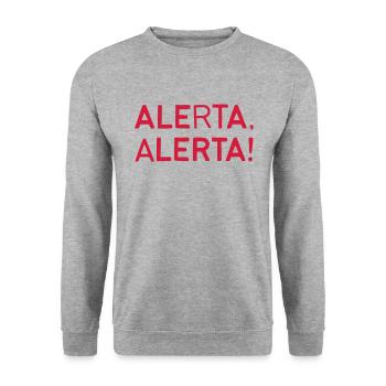Achtung, Achtung! - Unisex Pullover - Weißgrau meliert - Vorne - Alina (178cm) & Michal (187cm)