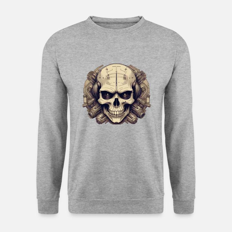 Bionic Skull - Comic Style Logo - Unisex Sweatshirt - salt & pepper