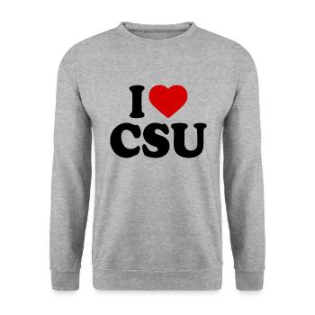 I love csu - Unisex Pullover - Weißgrau meliert - Vorne - Alina (178cm) & Michal (187cm)