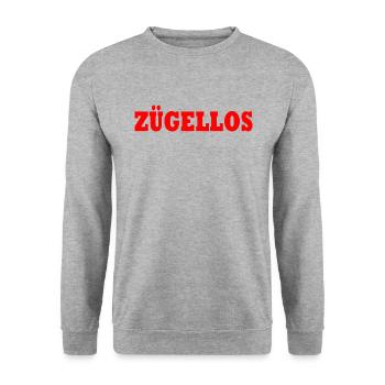 zügellos - Unisex Pullover - Weißgrau meliert - Vorne - Alina (178cm) & Michal (187cm)