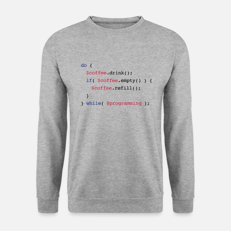 Code Coffee Refill Programming v2 - Unisex Pullover - Weißgrau meliert
