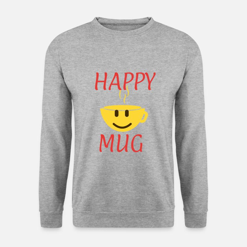 Happy Mug))). - Unisex Pullover - Weißgrau meliert
