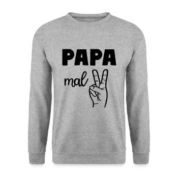 Papa mal Zwei Dad of 2 - Unisex Pullover - Weißgrau meliert - Vorne - Alina (178cm) & Michal (187cm)