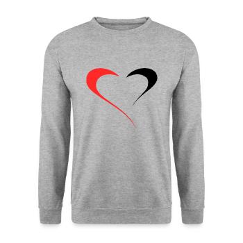 Dualité de l’Amour - Deux Faces Rouge/Noir - Sweat-shirt Unisexe - gris chiné - Devant - Alina (178cm) & Michal (187cm)