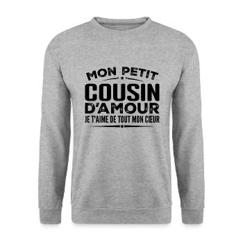 Geschenk Cousine der Liebe, ich liebe dich von ganzem Herzen - Unisex Pullover - Weißgrau meliert - Vorne - Alina (178cm) & Michal (187cm)