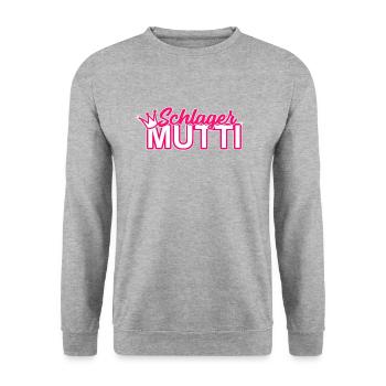Schlager Mutti Pink Krone - Unisex Pullover - Weißgrau meliert - Vorne - Alina (178cm) & Michal (187cm)