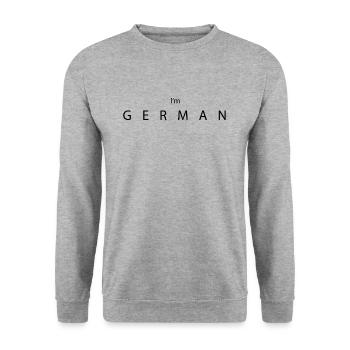 IM GERMAN black - Unisex Pullover - Weißgrau meliert - Vorne - Alina (178cm) & Michal (187cm)