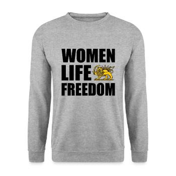 Women life freedom - Unisex Pullover - Weißgrau meliert - Vorne - Alina (178cm) & Michal (187cm)