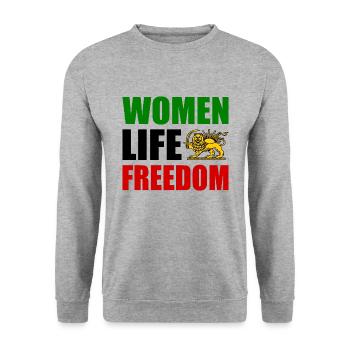 Women life freedom - Sweat-shirt Unisexe - gris chiné - Devant - Alina (178cm) & Michal (187cm)