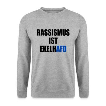 rassismus ist ekelhafd - Unisex Pullover - Weißgrau meliert - Vorne - Alina (178cm) & Michal (187cm)