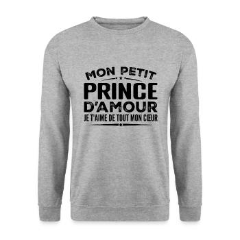 Prince of love gift I love you with all my heart - Unisex Sweatshirt - salt & pepper - Front - Alina (178cm) & Michal (187cm)