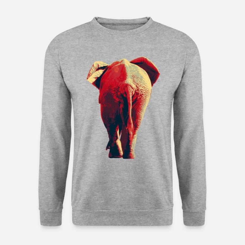 Elefant afrikanisch - Unisex Pullover - Weißgrau meliert