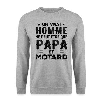 A Real Man Is Just Dad and Biker - Unisex Sweatshirt - salt & pepper - Front - Alina (178cm) & Michal (187cm)