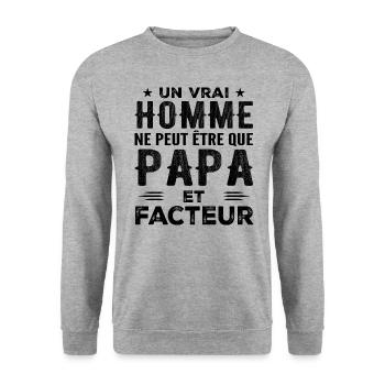 A Real Man Is Just a Dad and Postman - Unisex Sweatshirt - salt & pepper - Front - Alina (178cm) & Michal (187cm)