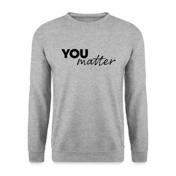 You matter - Unisex Pullover - Weißgrau meliert - Vorne - Alina (178cm) & Michal (187cm)