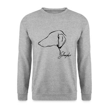 SLOUGHI Profil Hunde Hund Windhunde Wilsigns - Unisex Pullover - Weißgrau meliert - Vorne - Alina (178cm) & Michal (187cm)