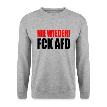 Fck afd - Nie wieder ist jetzt - Unisex Pullover - Weißgrau meliert - Vorne - Alina (178cm) & Michal (187cm)