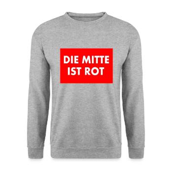 die mitte ist rot - Unisex Pullover - Weißgrau meliert - Vorne - Alina (178cm) & Michal (187cm)