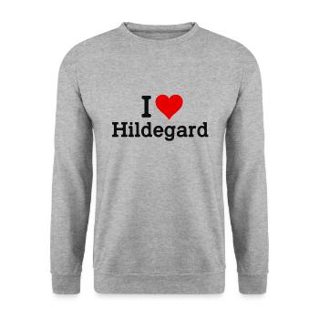 I Love Hildegard - Unisex Pullover - Weißgrau meliert - Vorne - Alina (178cm) & Michal (187cm)