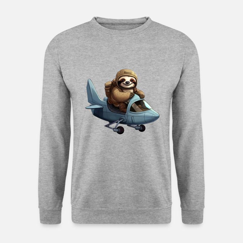 Cute Sloth Pilot Airplane Glider - Unisex Sweatshirt - salt & pepper
