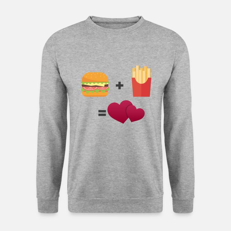 Burger und Pommes - Unisex Pullover - Weißgrau meliert